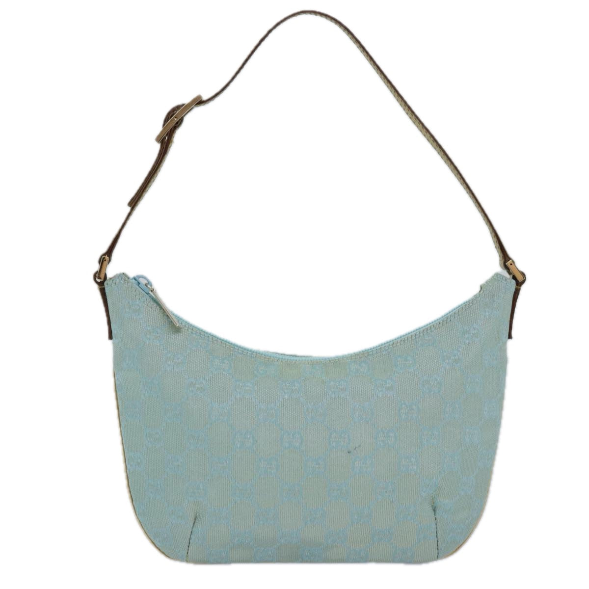 GUCCI GG Canvas Shoulder Bag Light Blue Gold 005 0813 85517
