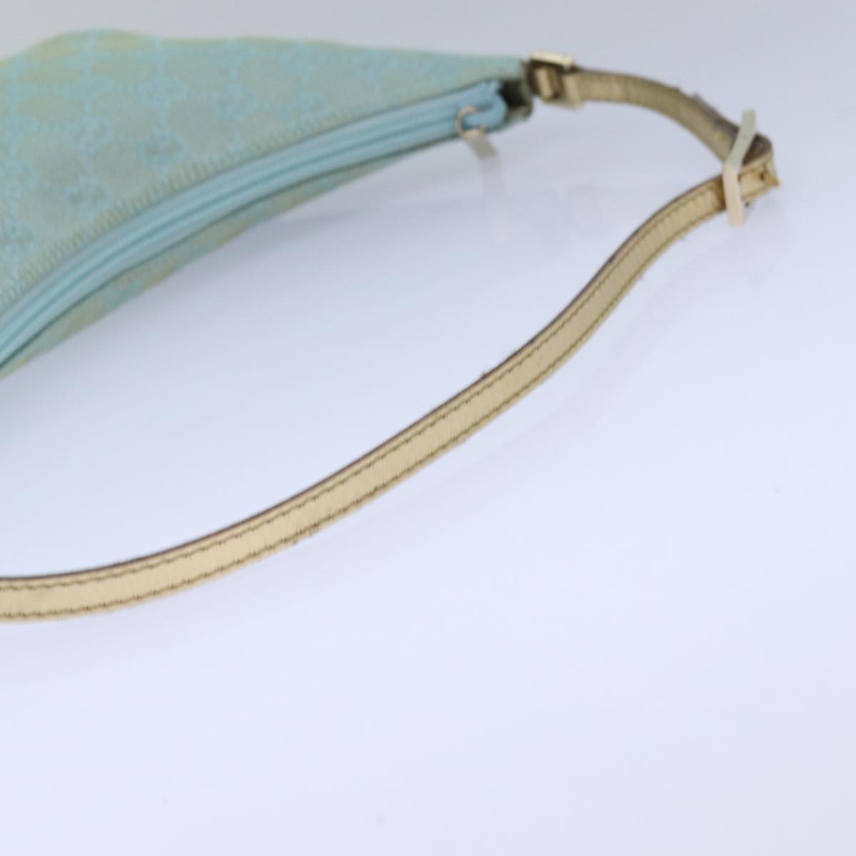 GUCCI GG Canvas Shoulder Bag Light Blue Gold 005 0813 85517