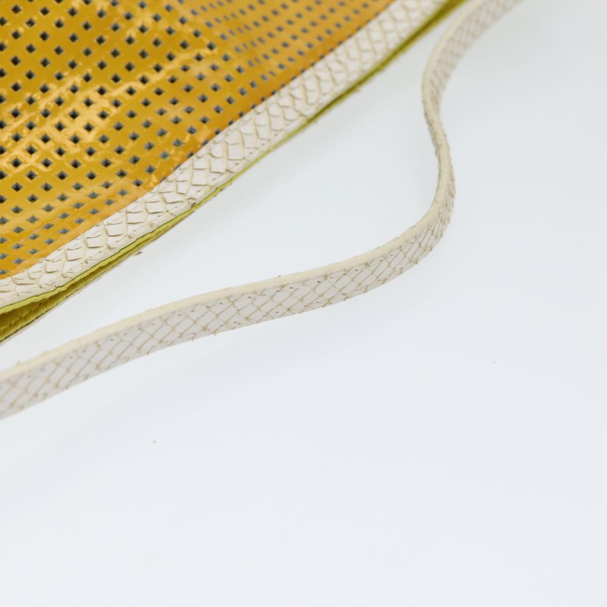 FENDI Hand Bag Enamel Yellow White Silver 85528