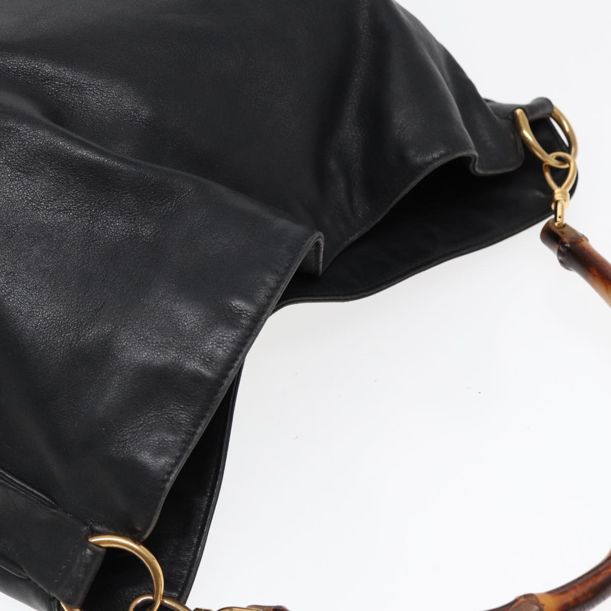 GUCCI Bamboo Hand Bag Leather Black 001 3754 1577 85536