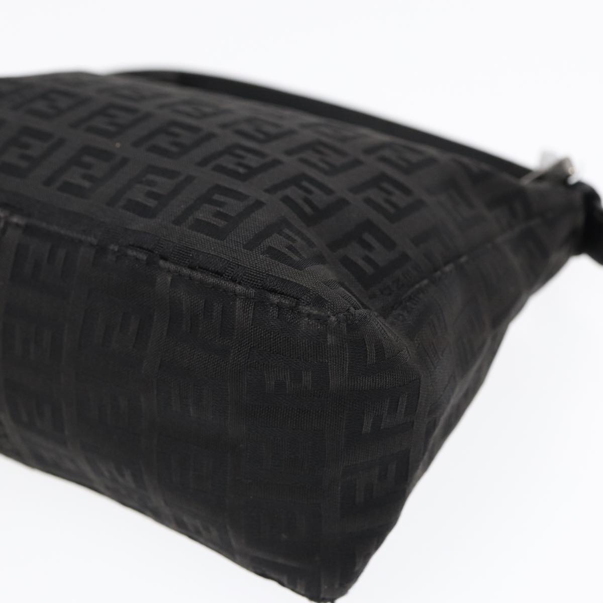 FENDI Zucchino Canvas Hand Pouch Black Silver 85554