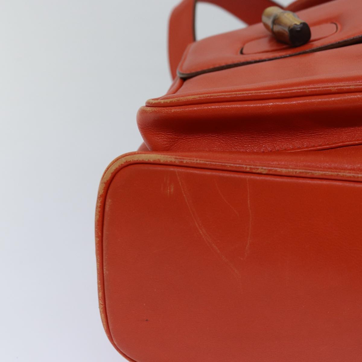 GUCCI Bamboo Backpack Leather Orange Gold 003 2058 0016 85617