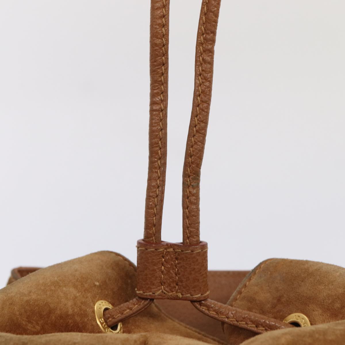 GUCCI Bamboo Shoulder Bag Suede Brown Gold 003 2058 0016 85718