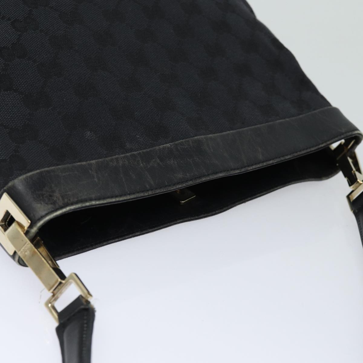 GUCCI GG Canvas Shoulder Bag Black Gold 001 4231 85720