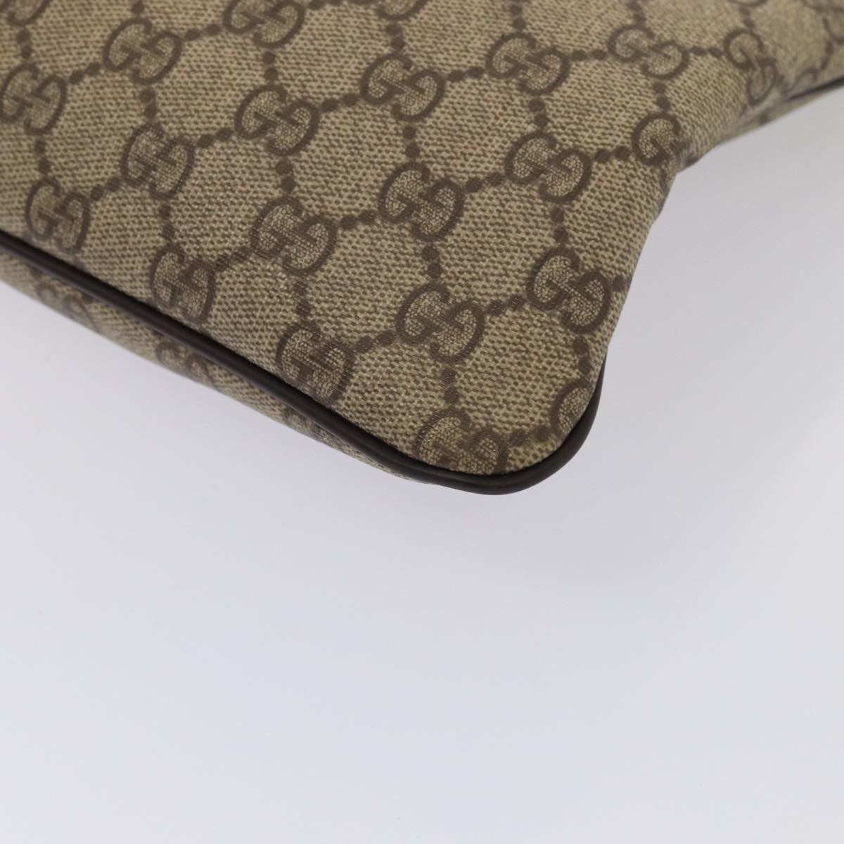 GUCCI GG Supreme Shoulder Bag PVC Leather Beige Silver 201446 85724