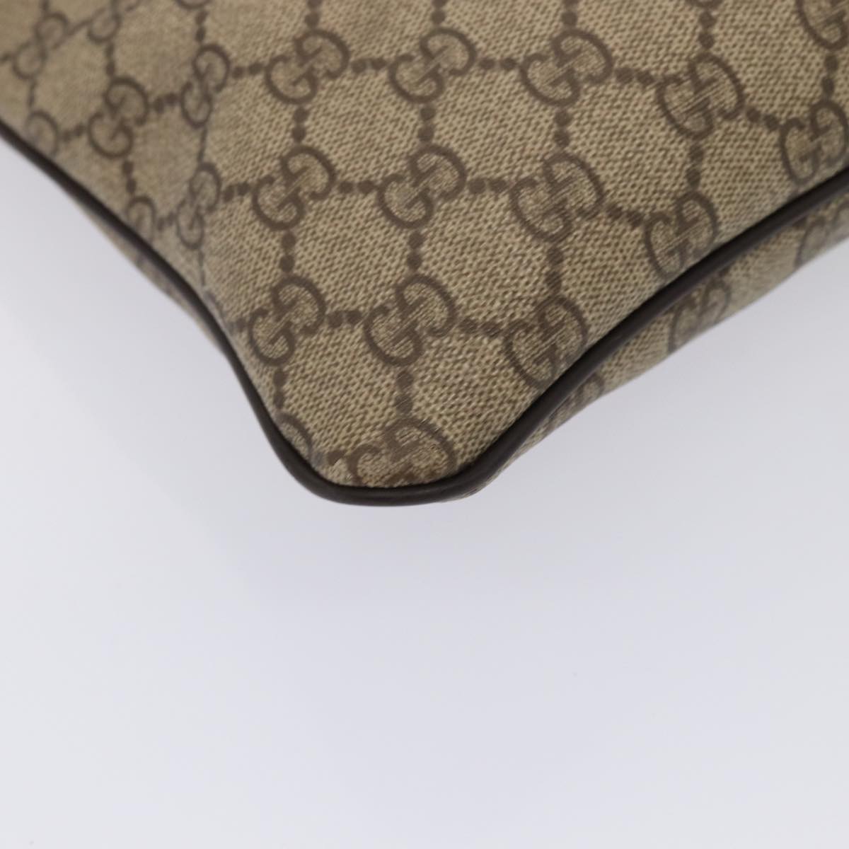 GUCCI GG Supreme Shoulder Bag PVC Leather Beige Silver 201446 85724