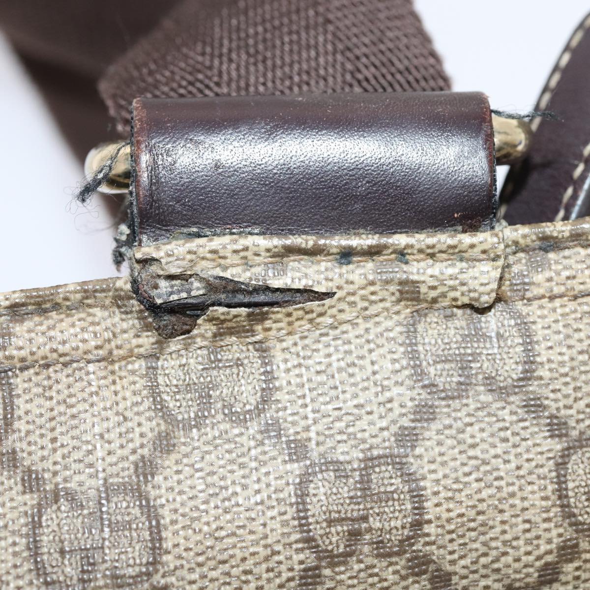GUCCI GG Supreme Shoulder Bag PVC Leather Beige Silver 201446 85724