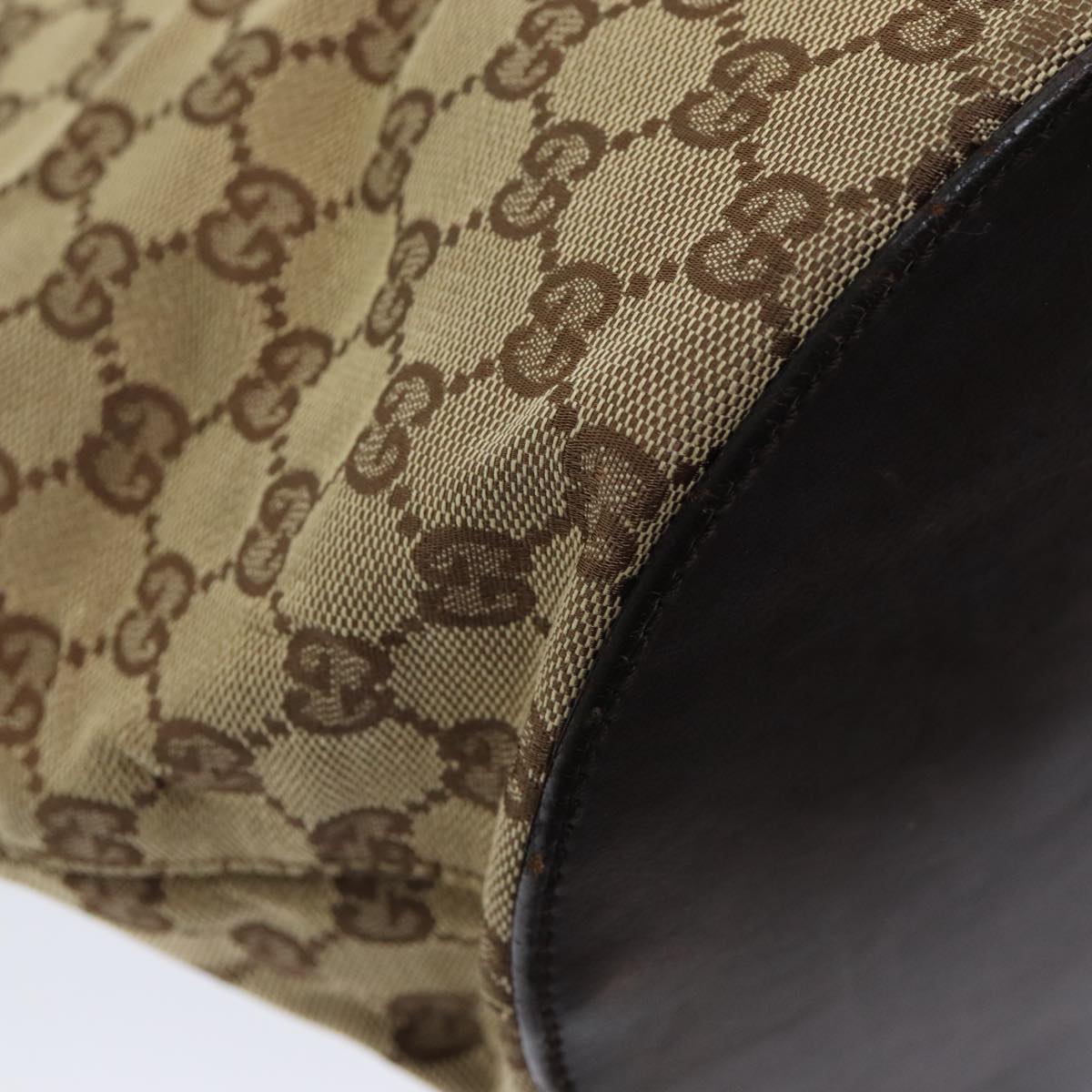 GUCCI GG Canvas Shoulder Bag Beige Brown Silver 106240 85726