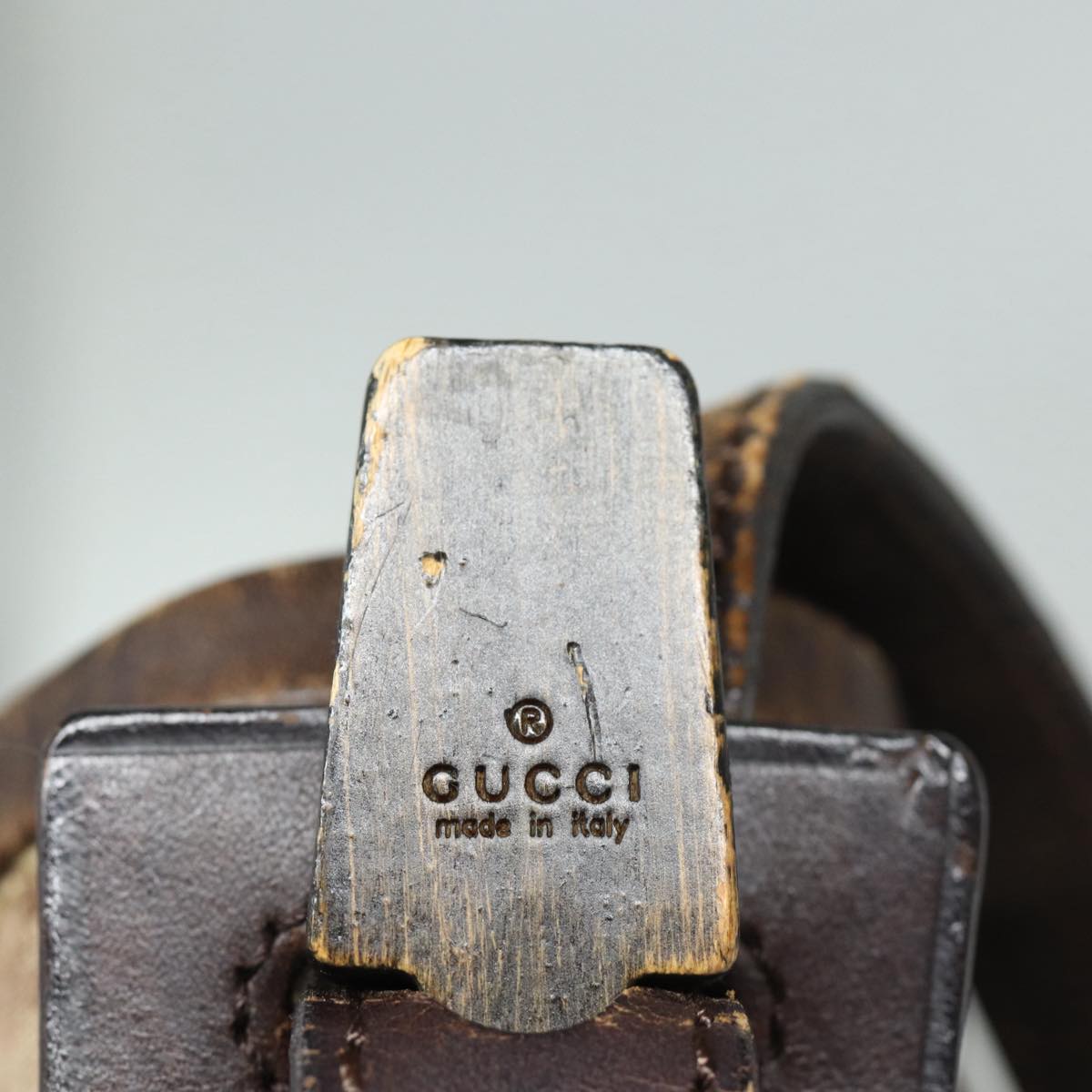 GUCCI GG Canvas Shoulder Bag Beige Brown Silver 106240 85726
