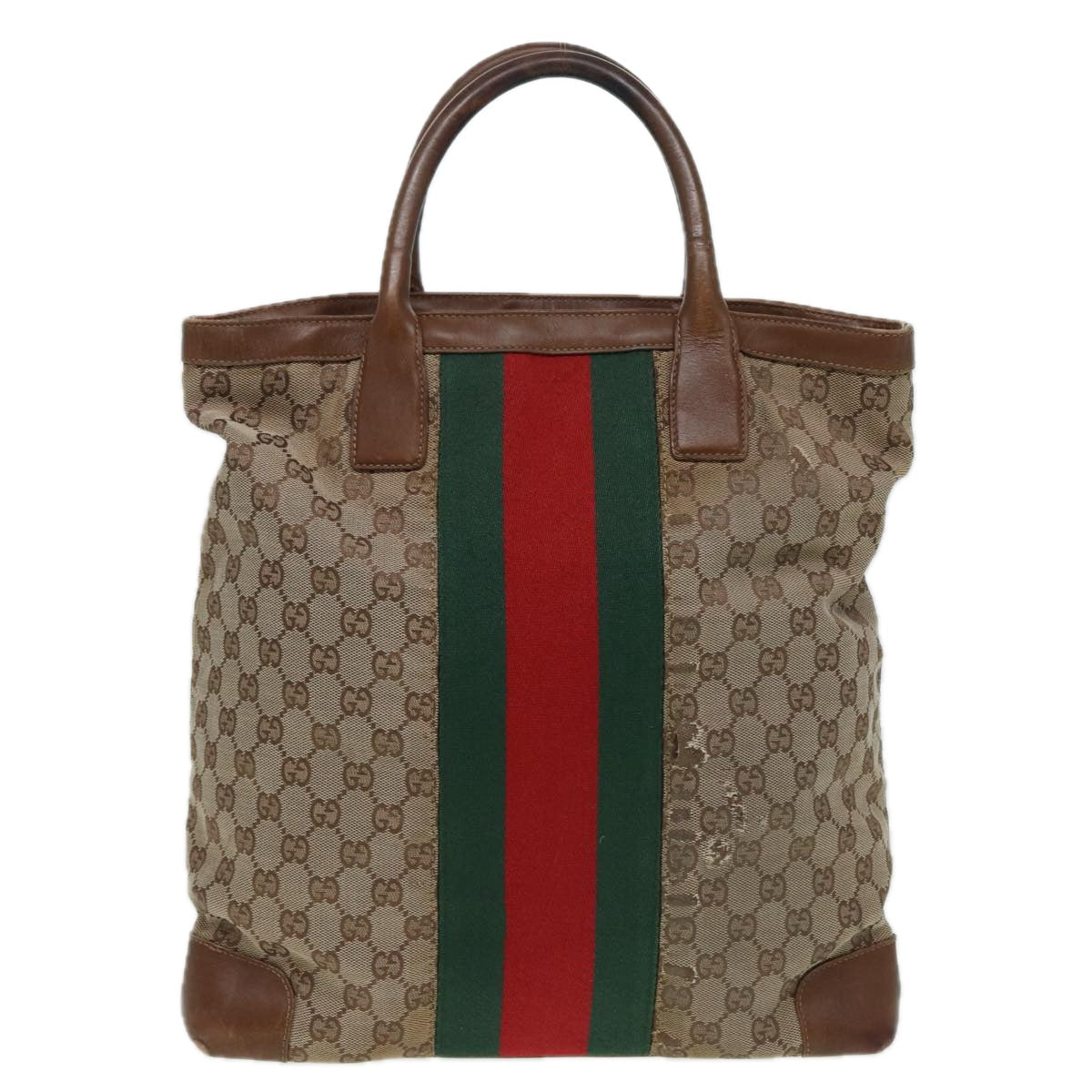 GUCCI GG Canvas Web Sherry Line Hand Bag Beige Silver 2058 002 5100 85747