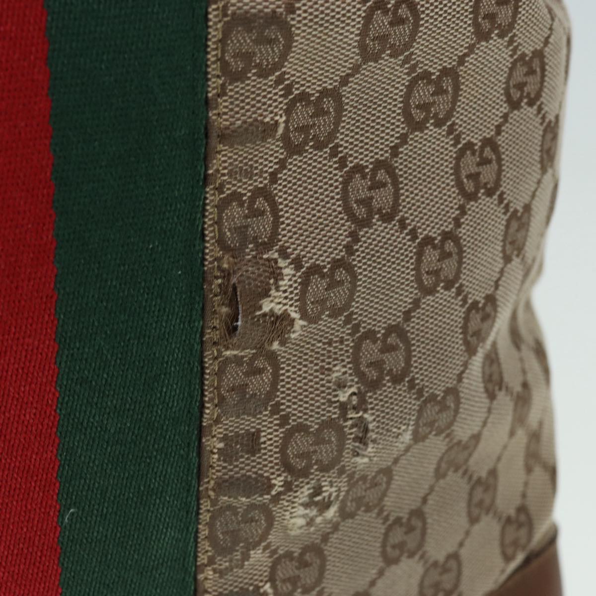 GUCCI GG Canvas Web Sherry Line Hand Bag Beige Silver 2058 002 5100 85747