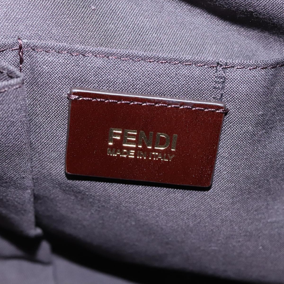 FENDI Tote Bag Leather Gold Red 85774