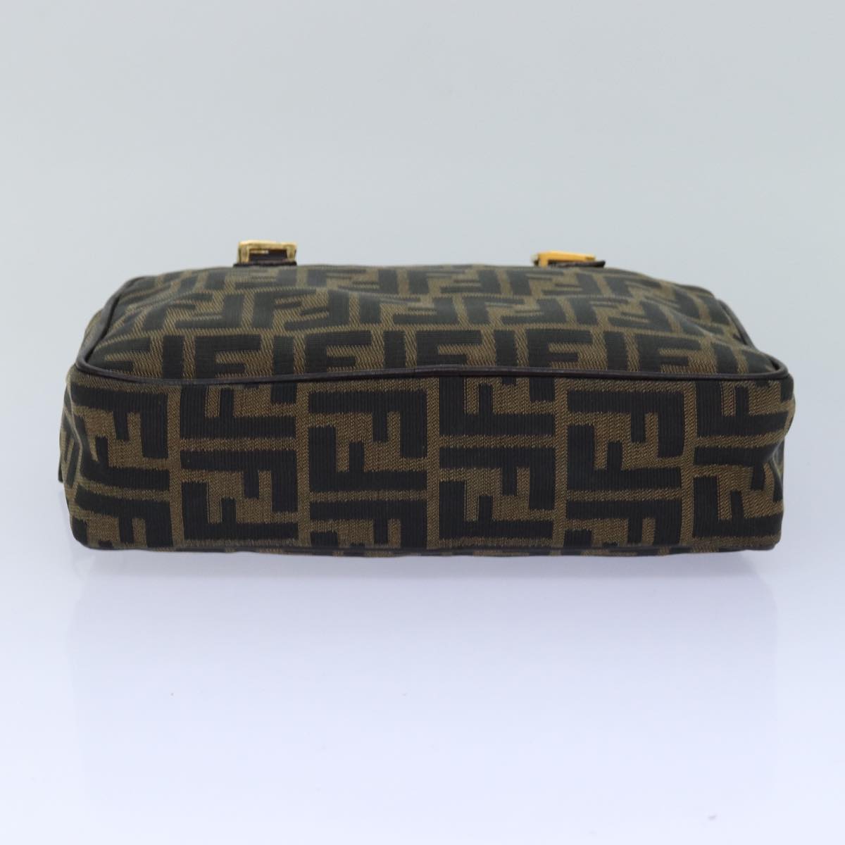 FENDI Zucca Canvas Hand Bag Brown Black gold 85877