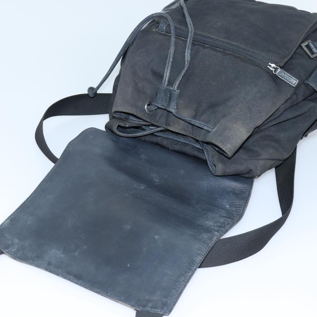 GUCCI Backpack Nylon Leather Black 85892