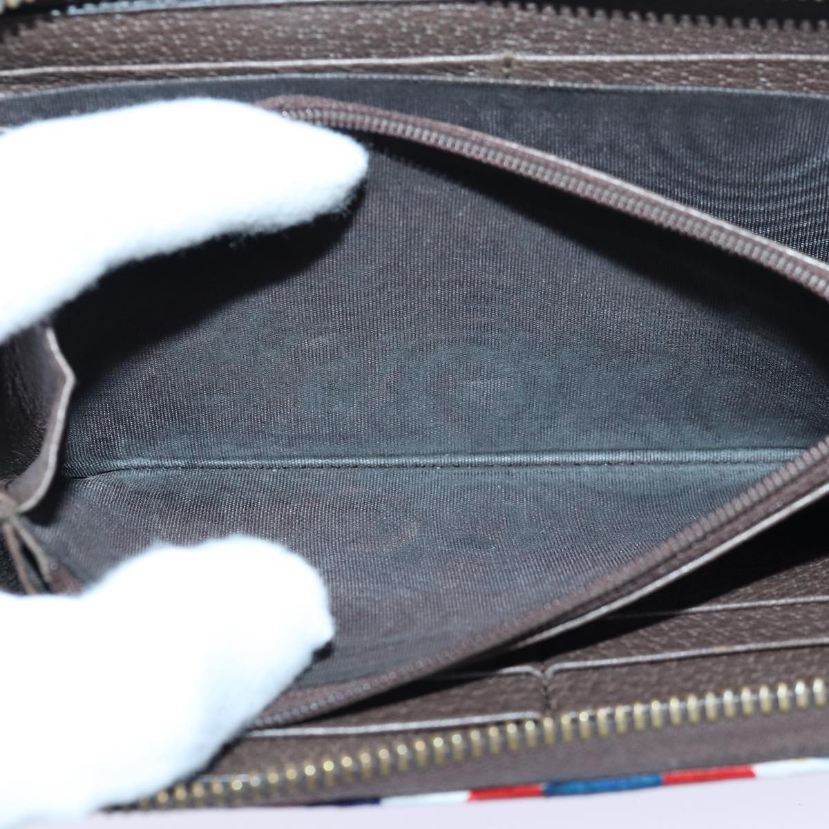 GUCCI GG Supreme Long Wallet PVC Beige Silver Beige 473909 85893