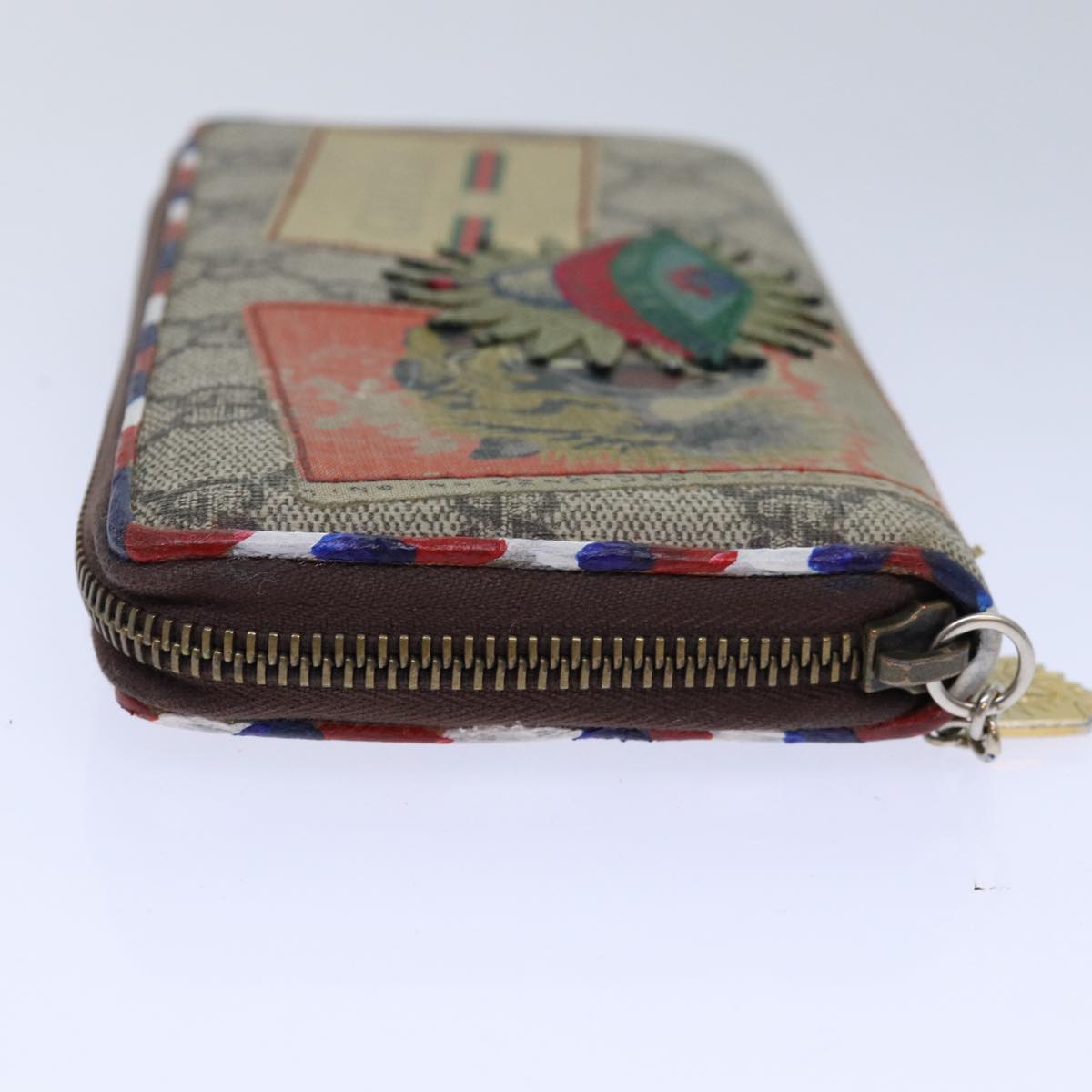 GUCCI GG Supreme Long Wallet PVC Beige Silver Beige 473909 85893