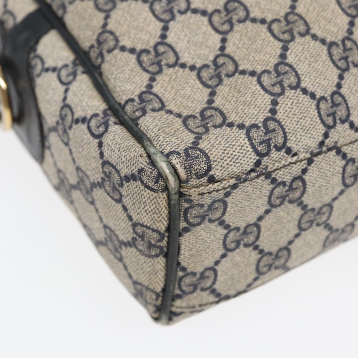 GUCCI GG Supreme Sherry Line Hand Bag PVC Navy Red 85974