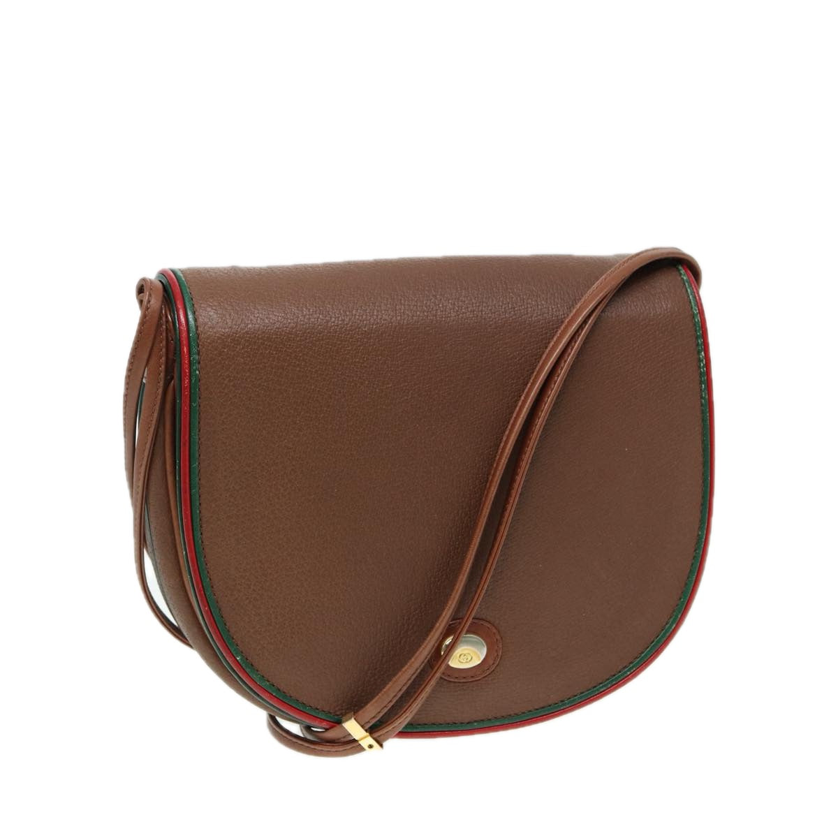 GUCCI Shoulder Bag Leather Brown Gold 001 261 1089 85976