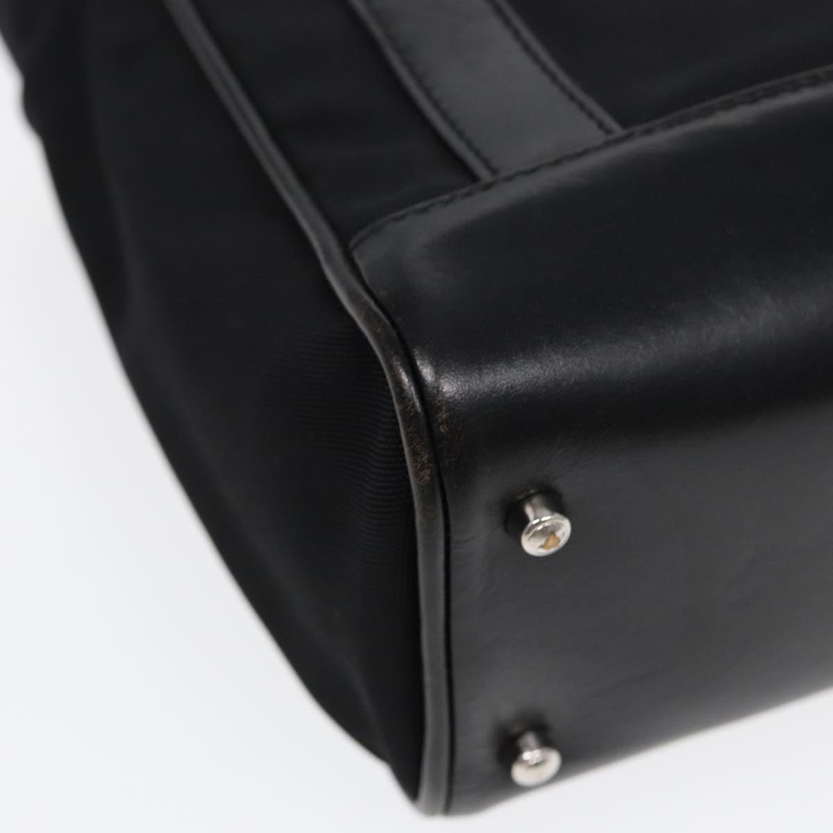 GUCCI Hand Bag Nylon Leather Black Silver 000 2854 0500 5 85984