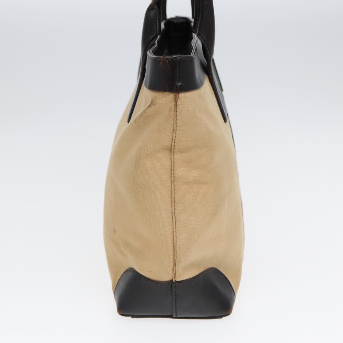 GUCCI Web Sherry Line Hand Bag Canvas Beige Gold Red 002 1119 85986