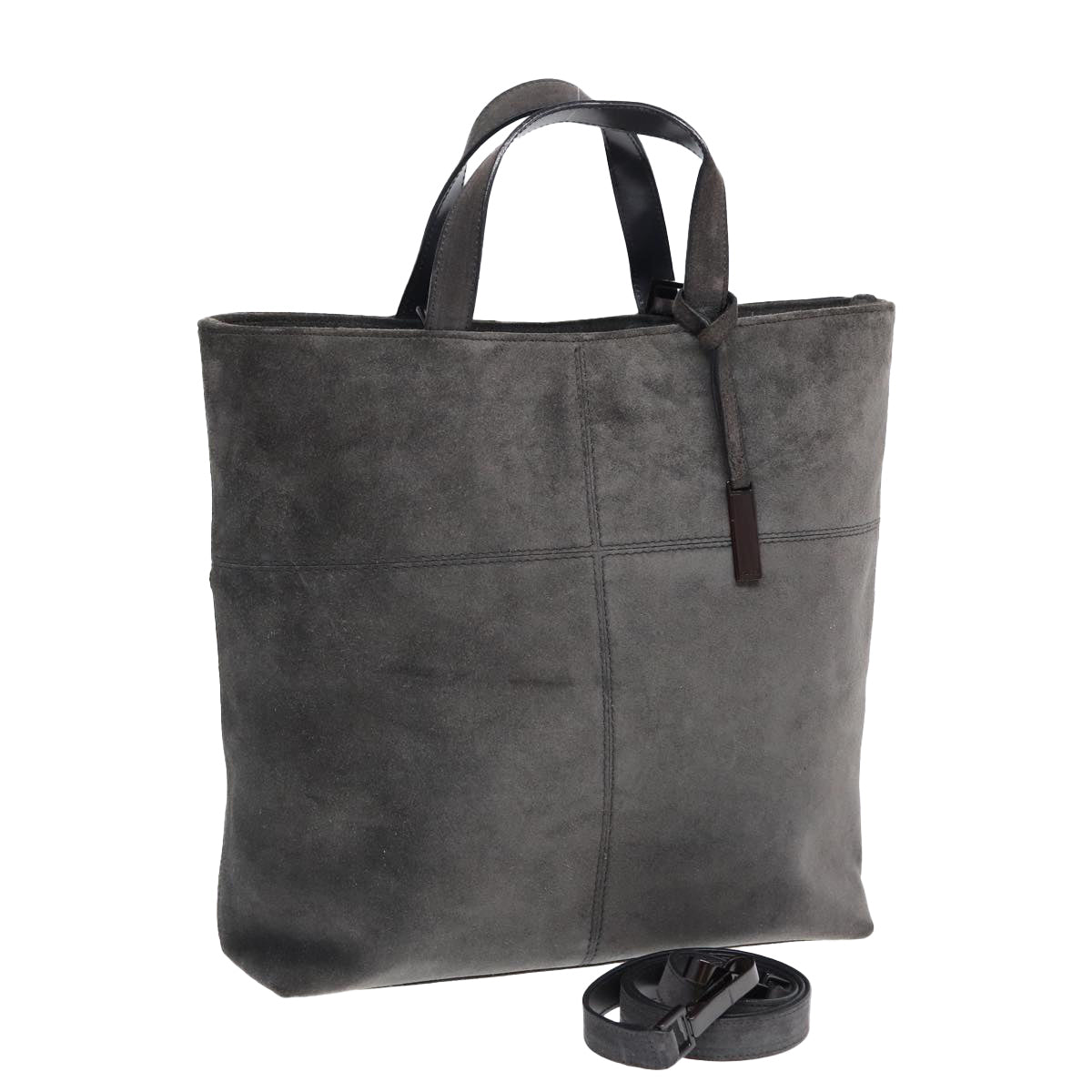 GUCCI Hand Bag Suede 2way Gray 002 2113 0475 85988