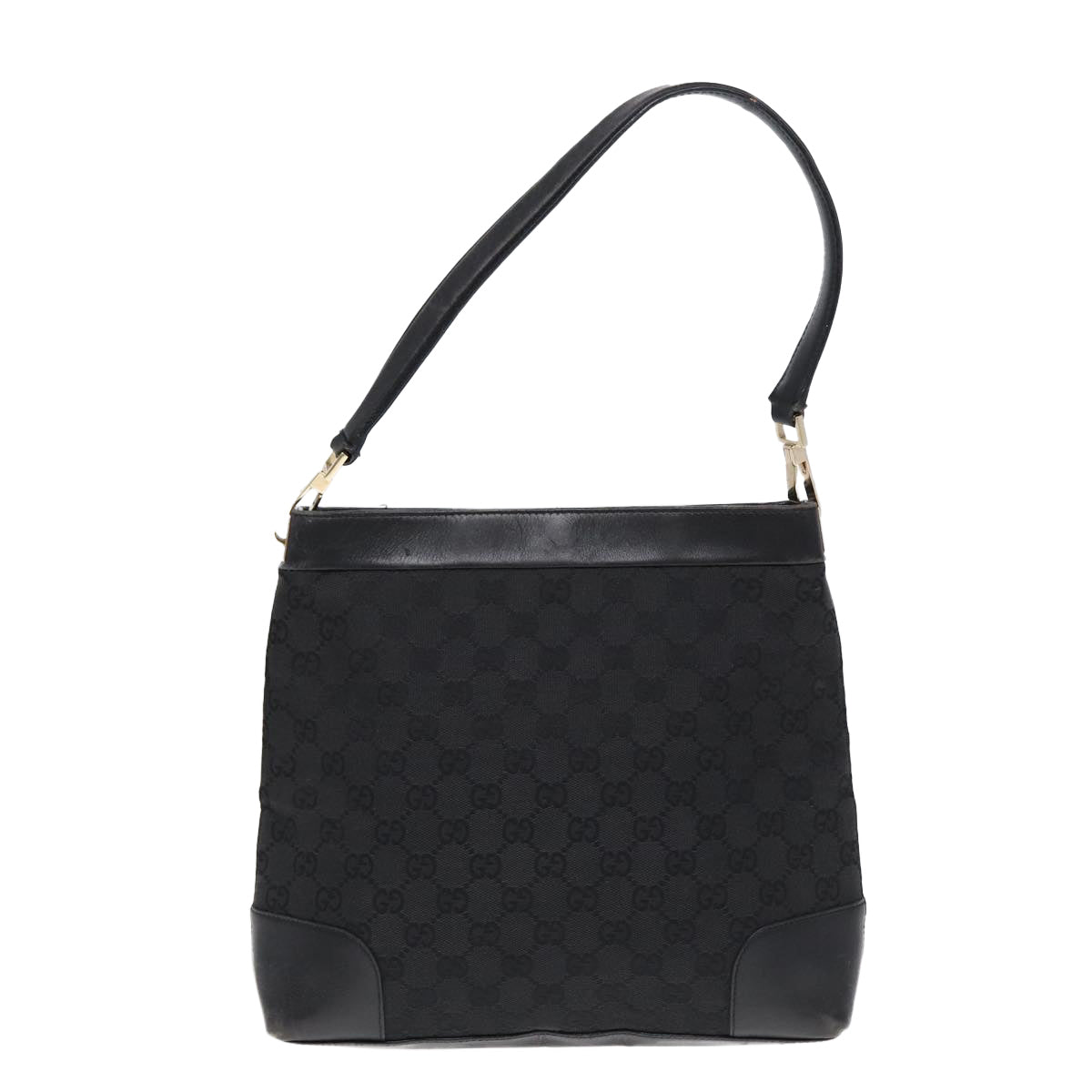 GUCCI GG Canvas Shoulder Bag Black Gold 33900 85998