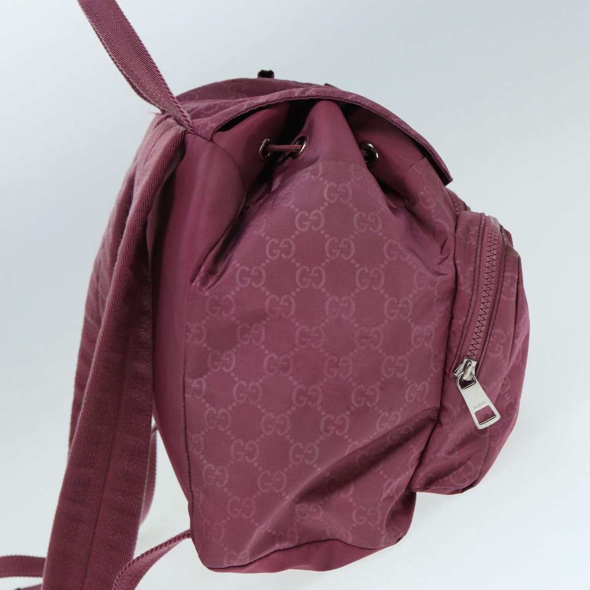 GUCCI GG Canvas Backpack Nylon Purple Silver 406361 86158