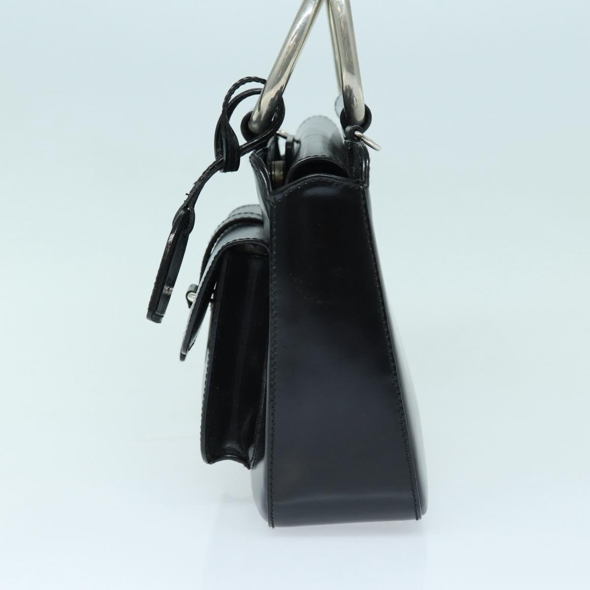GUCCI Hand Bag Enamel 2way Black Silver 000 2858 0308 5 86179