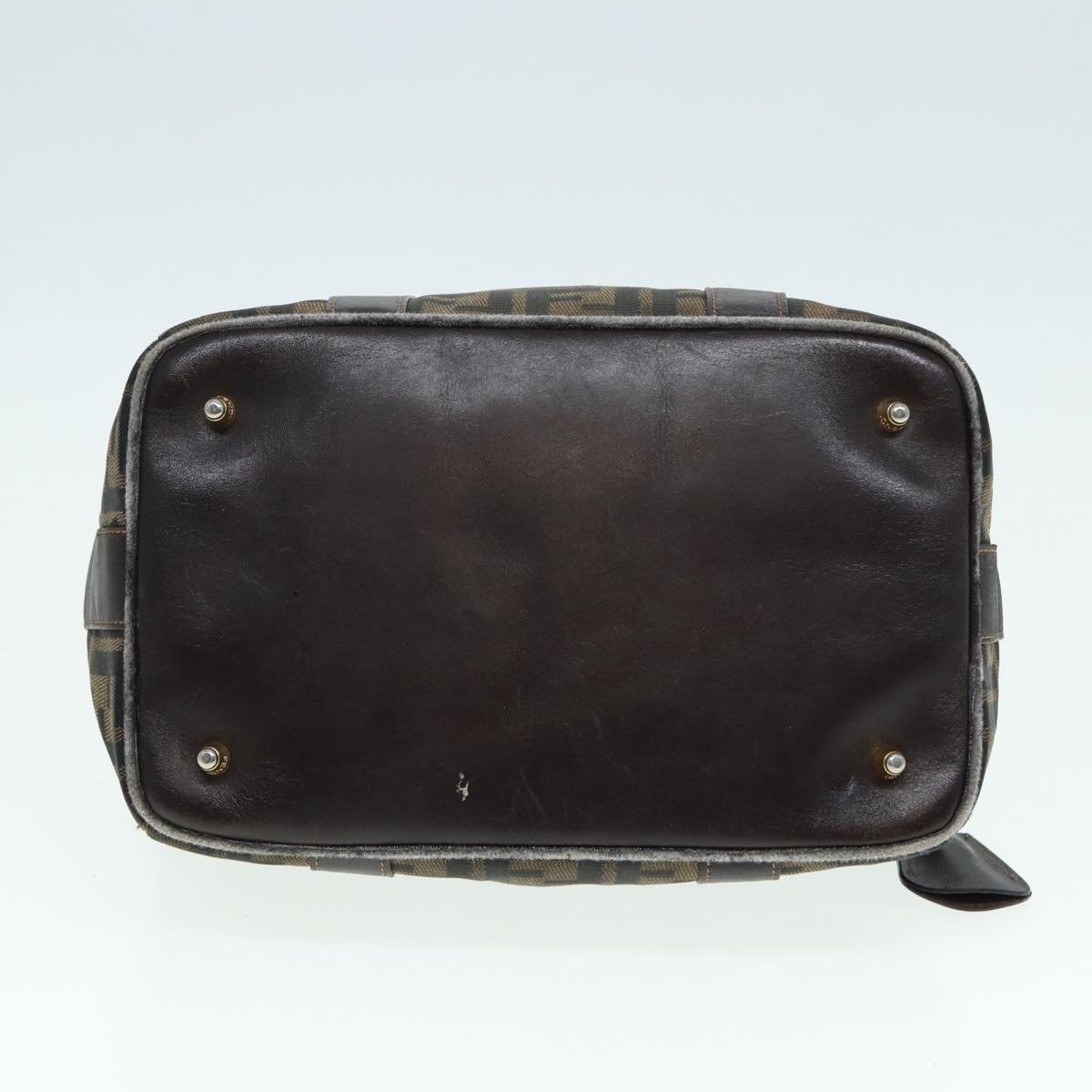 FENDI Zucca Canvas Hand Bag Brown Black gold 86248