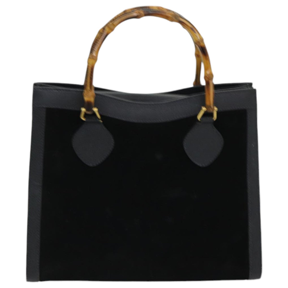 GUCCI Bamboo Hand Bag Suede Black Gold 002 2853 0260 0 86258