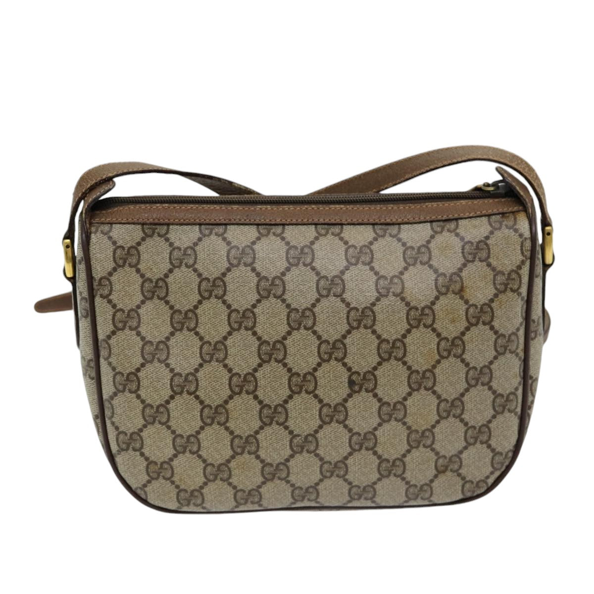 GUCCI GG Canvas Web Sherry Line Shoulder Bag PVC Beige Green Red 86406