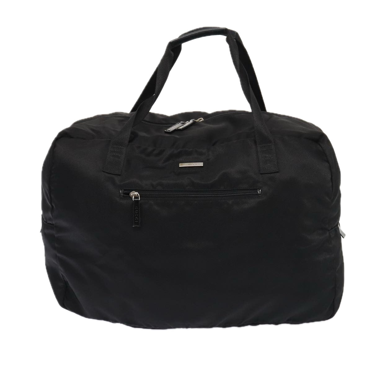 GUCCI Boston Bag Nylon Black Silver 012 0389 002058 86461