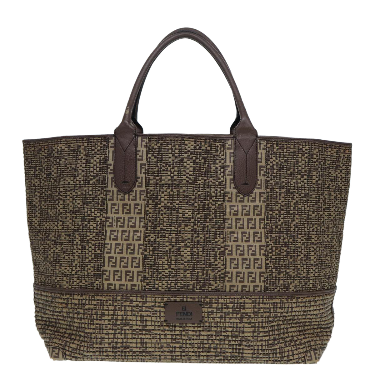 FENDI Zucchino Canvas Hand Bag Brown 86480