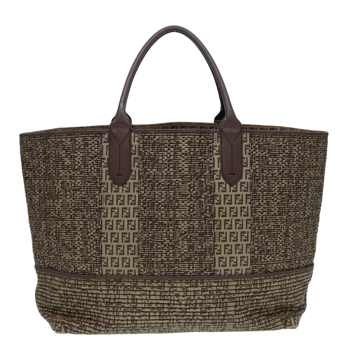FENDI Zucchino Canvas Hand Bag Brown 86480