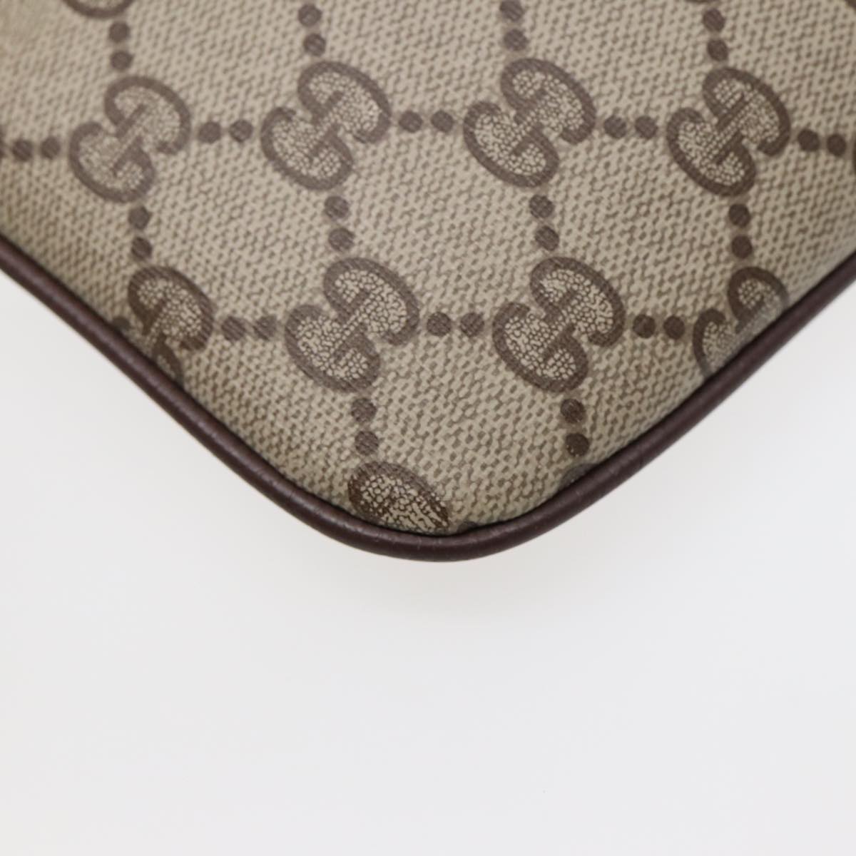 GUCCI GG Supreme Web Sherry Line Shoulder Bag PVC Beige Gold 86551