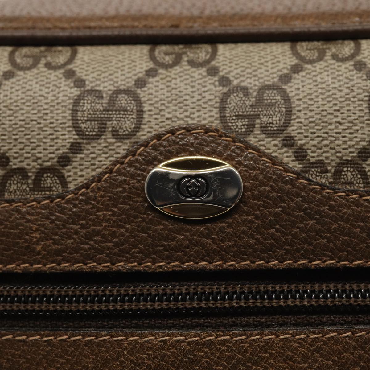 GUCCI GG Supreme Web Sherry Line Shoulder Bag PVC Beige Gold 86552
