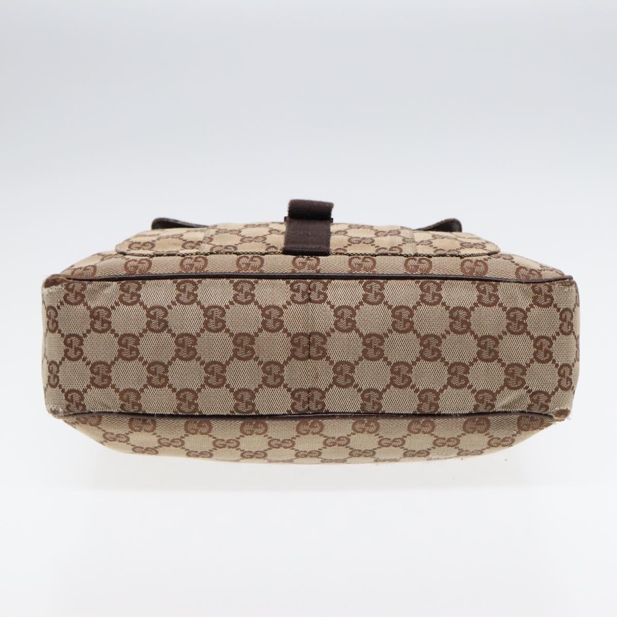 GUCCI GG Canvas Shoulder Bag Beige Brown Silver 131211 86557