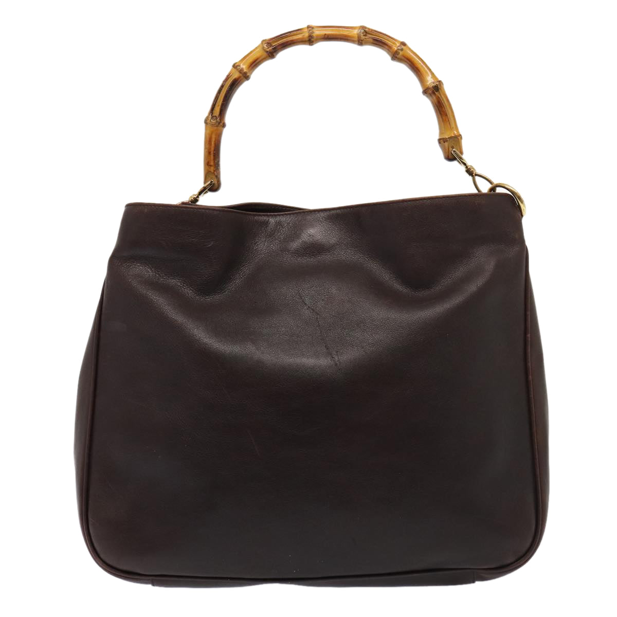 GUCCI Bamboo Shoulder Bag Leather 2way Black Gold 86650