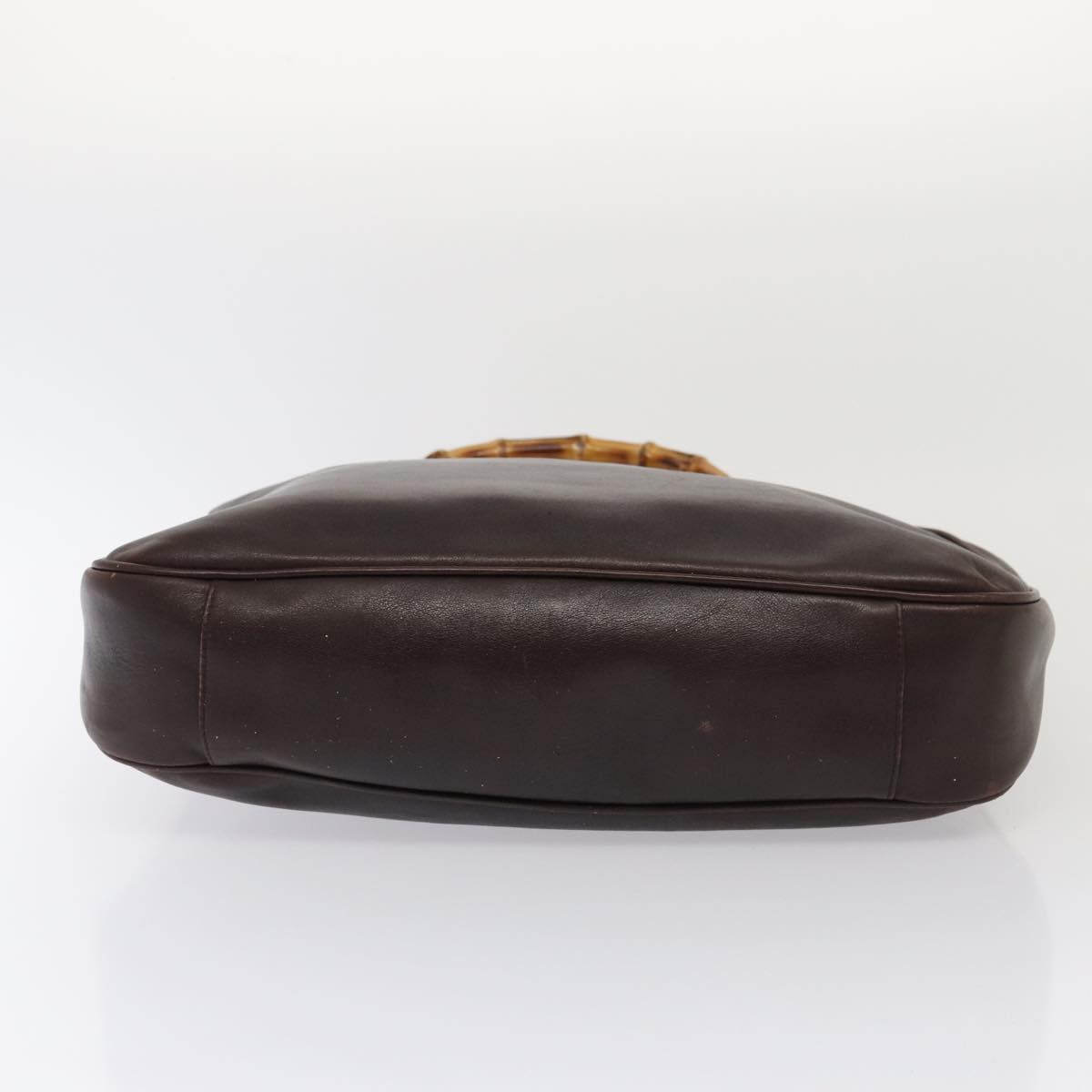 GUCCI Bamboo Shoulder Bag Leather 2way Black Gold 86650
