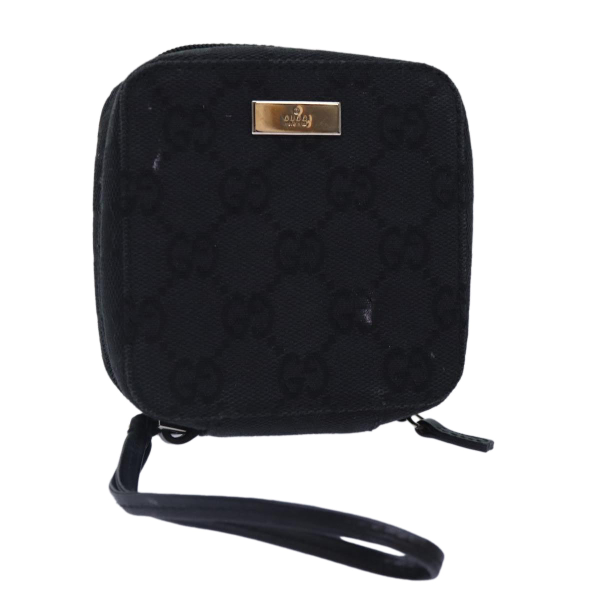 GUCCI GG Canvas Pouch Black Silver 039 1094 86678