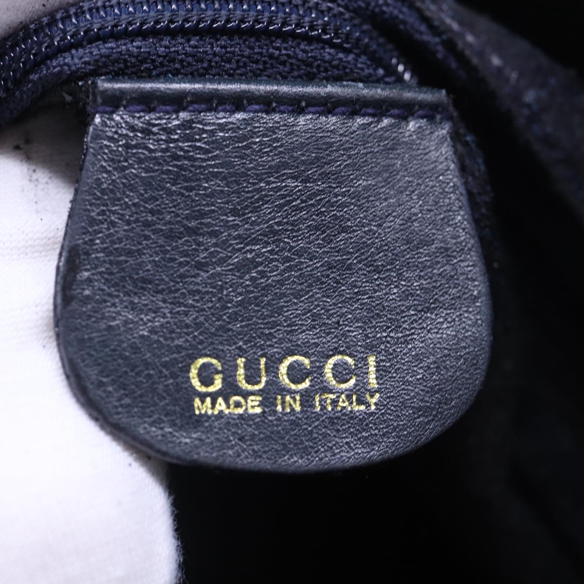 GUCCI Hand Bag Leather 2way Navy Gold 001 0166 1638 86728