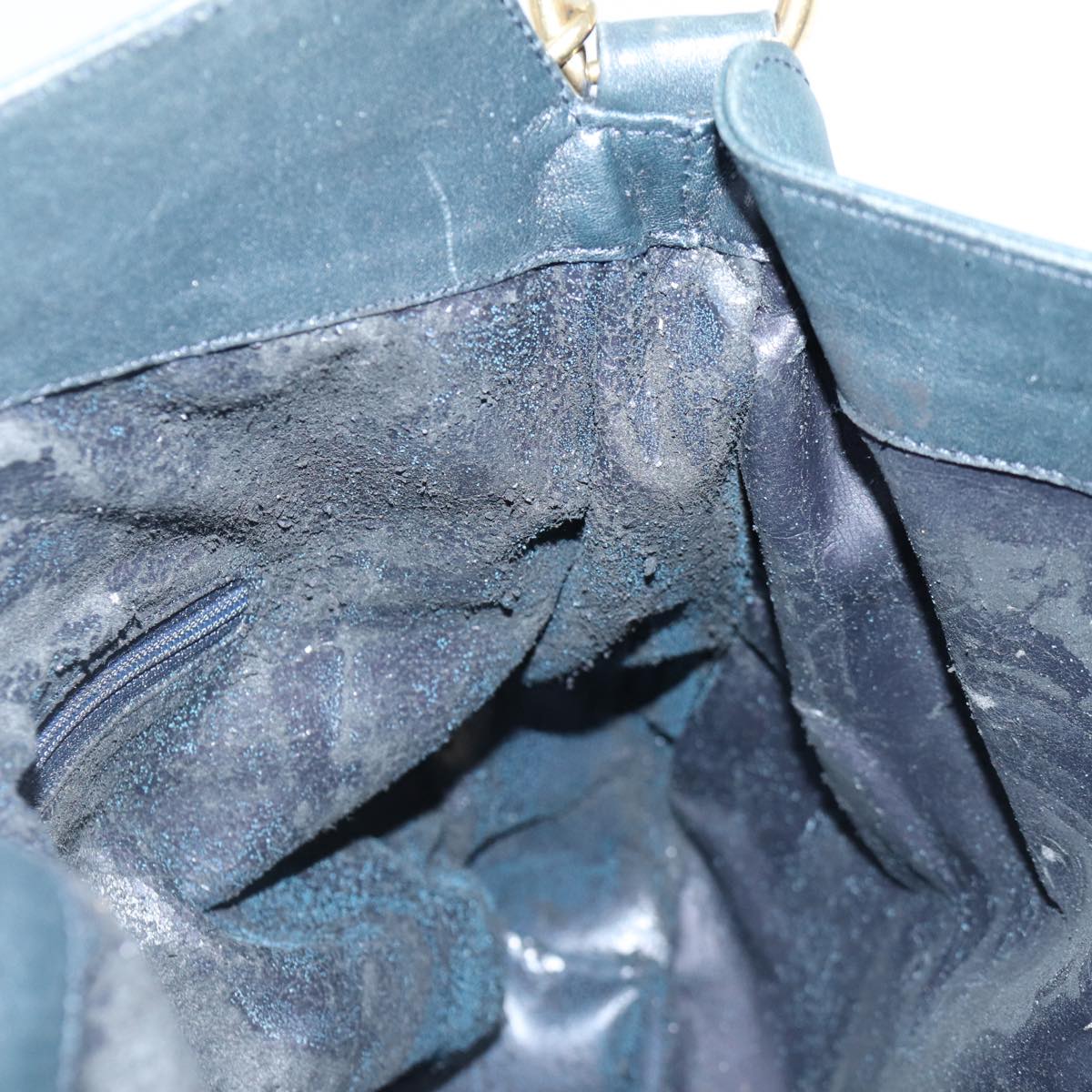 GUCCI Hand Bag Leather 2way Navy Gold 001 0166 1638 86728
