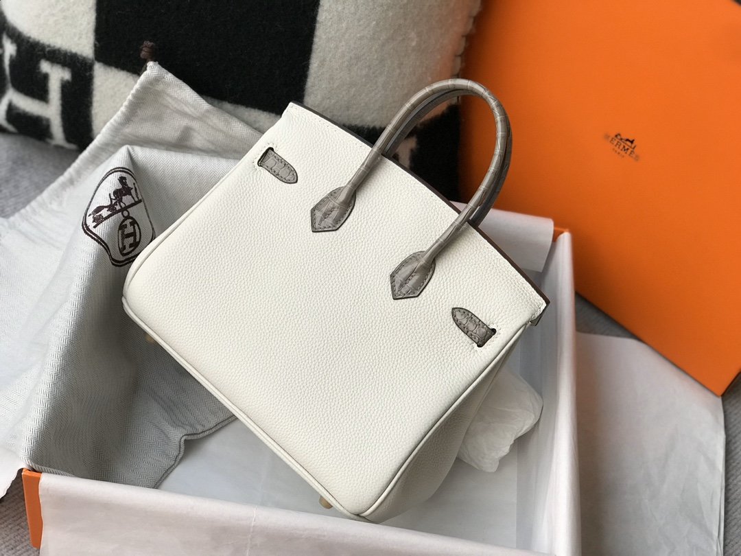 GLAMI Birkin White For Women Gold Toned Hardware 11.8in/30cm