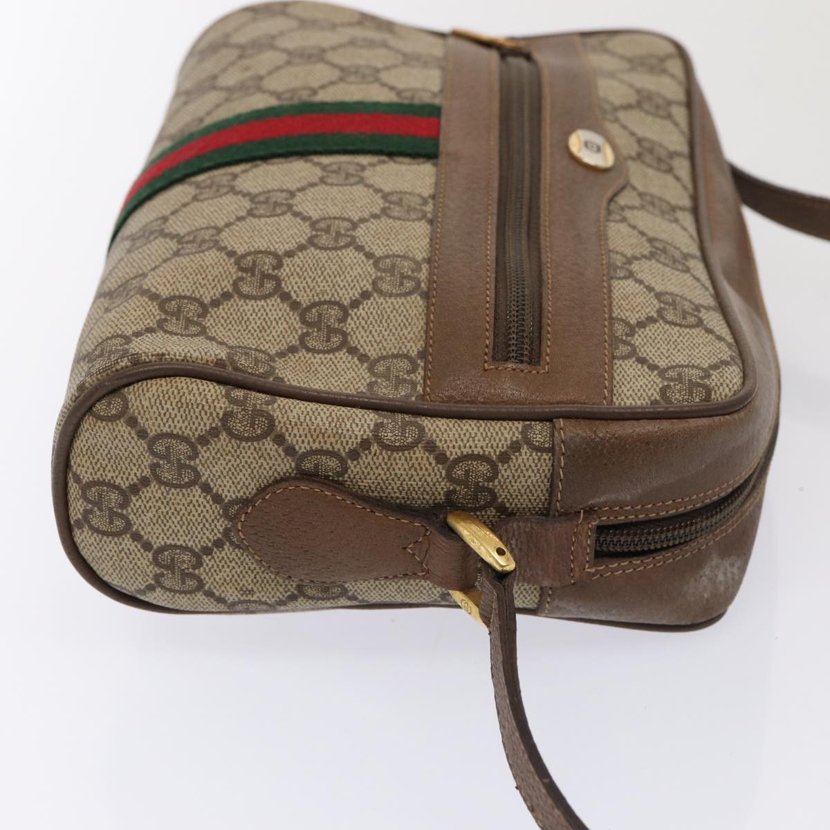 GUCCI GG Supreme Web Sherry Line Shoulder Bag Beige Gold 98 02 004 86829