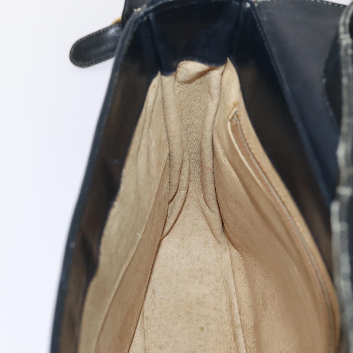 GUCCI GG Supreme Shoulder Bag PVC Leather Navy Gold 86830