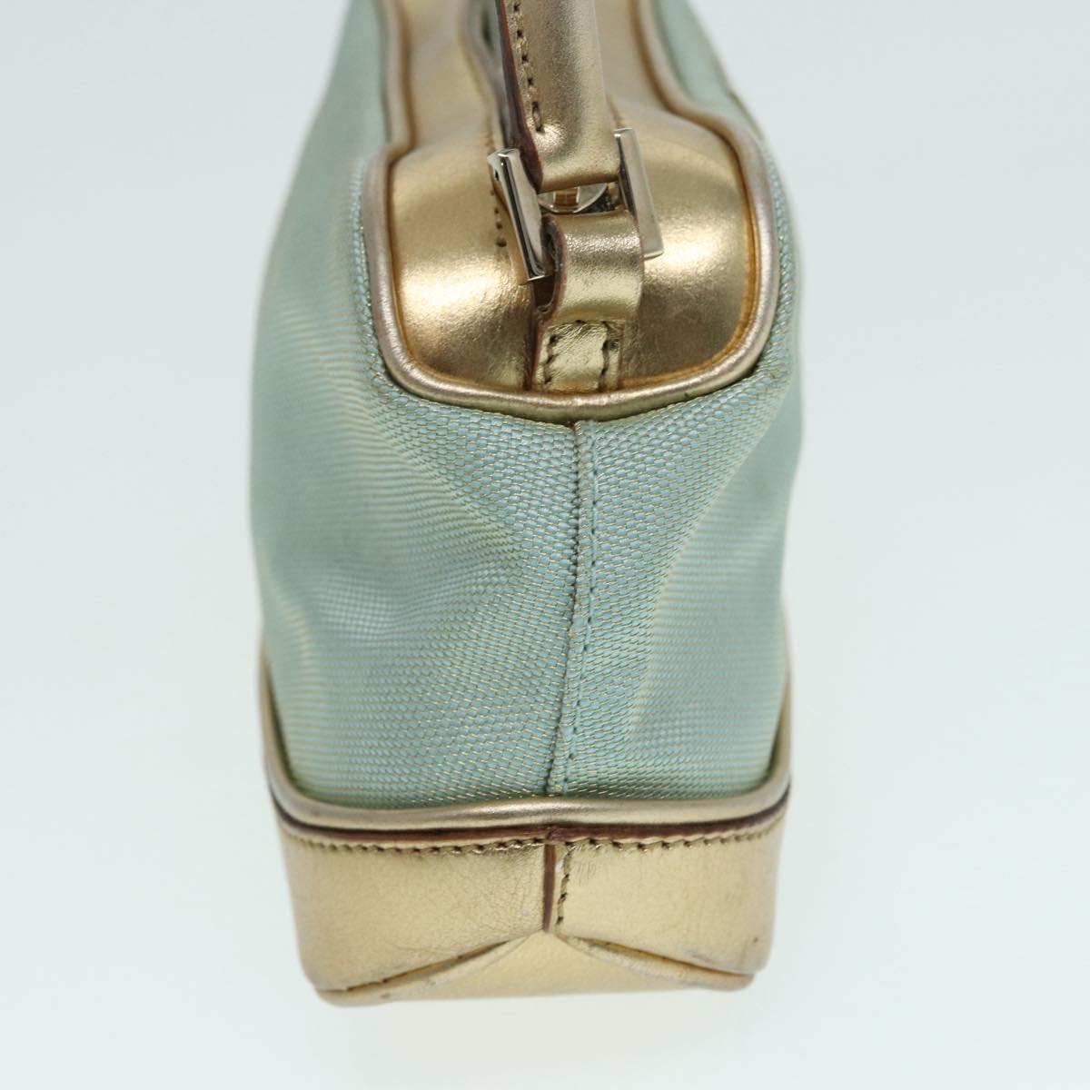GUCCI Hand Bag Canvas Gold Light Blue 86832