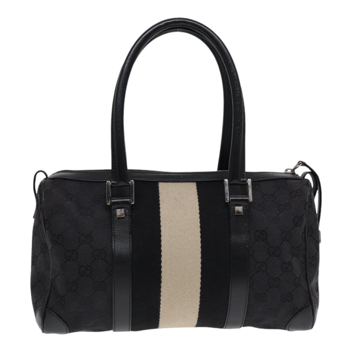 GUCCI GG Canvas Hand Bag Black Silver 000 0851 86898