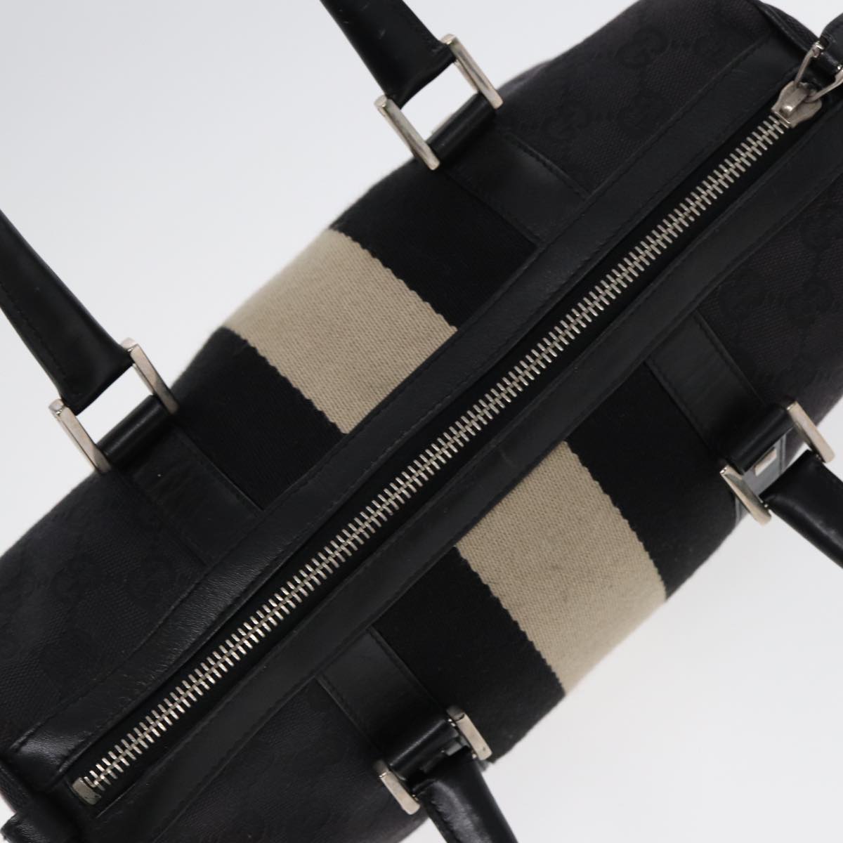 GUCCI GG Canvas Hand Bag Black Silver 000 0851 86898