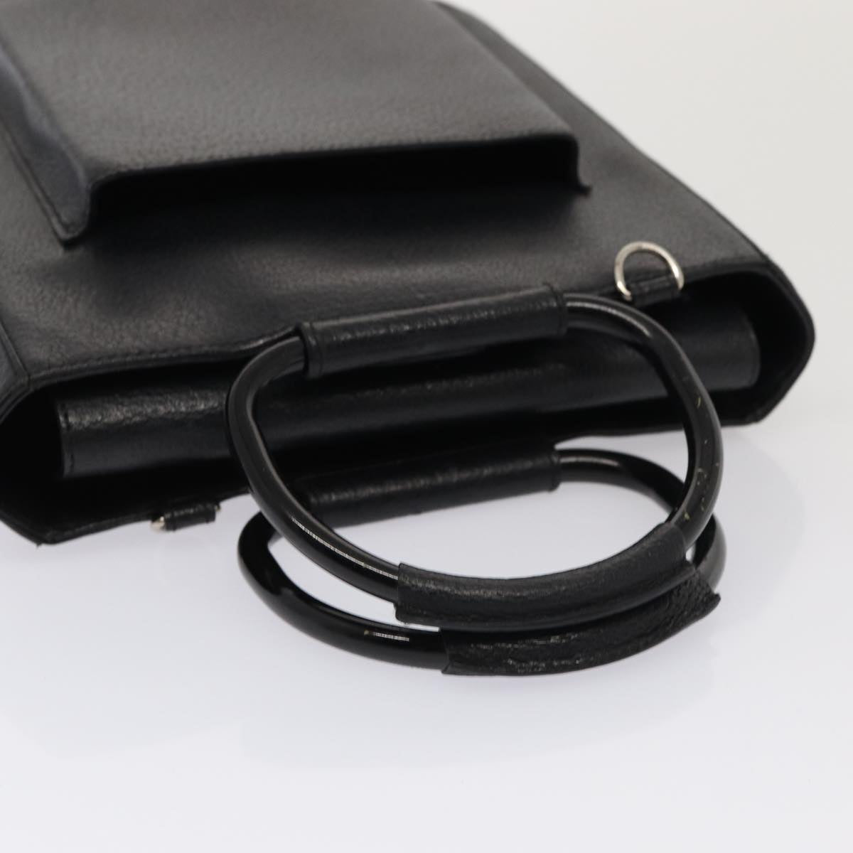 GUCCI Hand Bag Leather Black Silver 0021118 86904
