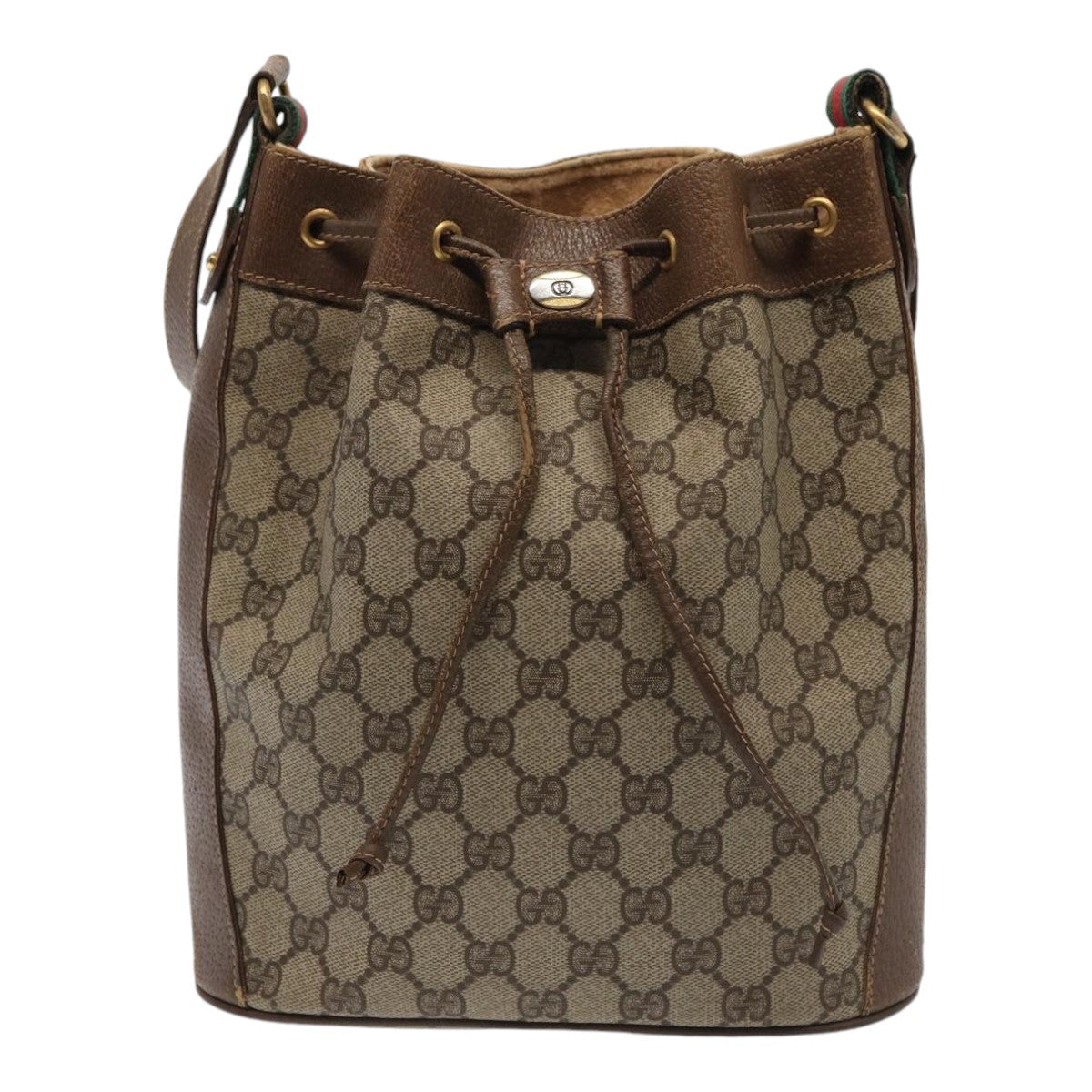GUCCI GG Supreme Web Sherry Line Shoulder Bag Beige Gold 41 02 034 86914
